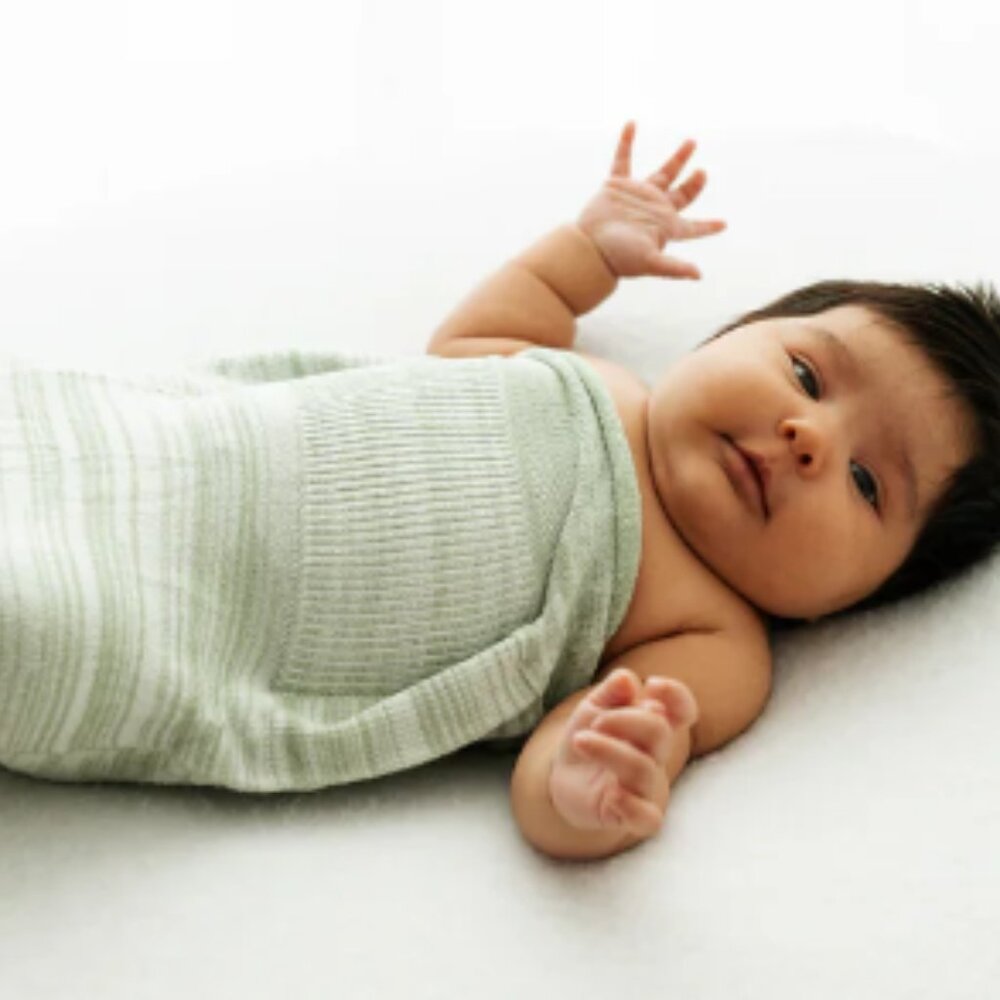 Swaddelini Bamboo Baby Swaddle in Mint Green size small (6-12 lbs)